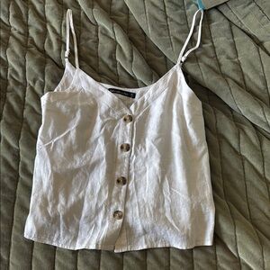 White Button-Up linen tank Abercrombie s